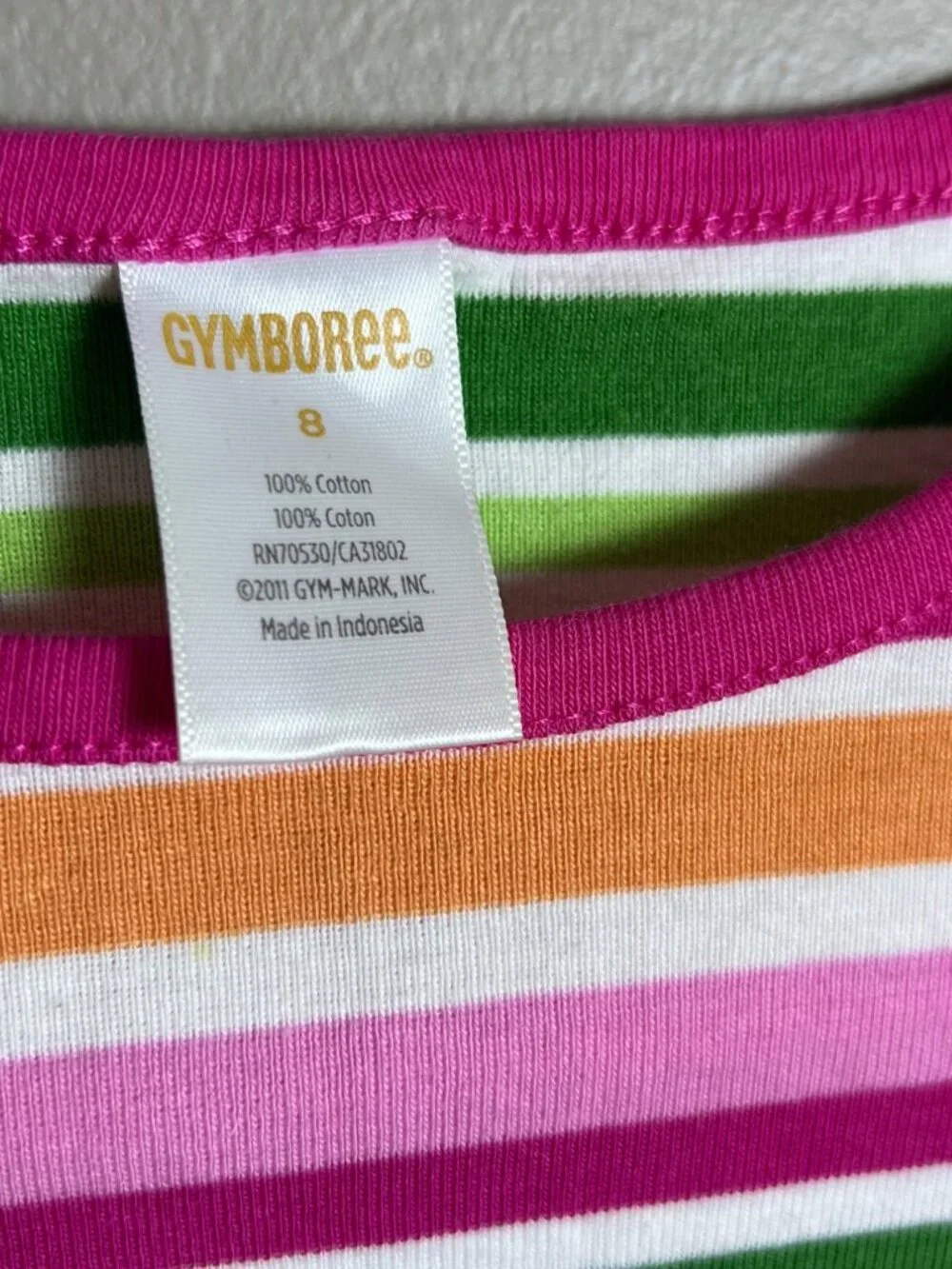 Vintage Gymboree Striped Long Sleeve Shirt Pink Green 8‎